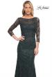 Picture of: Long Fitted Lace Gown with High Neckline and Sleeves in Green, Style: 30317, Detail Picture 1