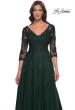 Picture of: Tulle and Lace A-Line Dress with V Neckline in Dark Emerald, Style: 30398, Detail Picture 5