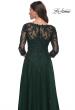 Picture of: Tulle and Lace A-Line Dress with V Neckline in Dark Emerald, Style: 30398, Detail Picture 6