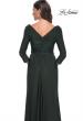 Picture of: Ruched Long Dress with Ruffle Skirt Detail and Sleeves in Dark Emerald, Style: 30845, Detail Picture 6