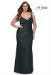 Picture of: Flattering Ruched Plus Size Gown with V Neckline in Dark Emerald, Style: 32201, Main Picture