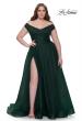 Picture of: A-Line Tulle Off the Shoulder Plus Size Dress with Slit in Dark Emerald, Style: 32204, Main Picture