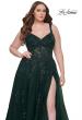 Picture of: Lace Embellished Tulle A-Line Dress with Illusion Back in Dark Emerald, Style: 31383, Detail Picture 9