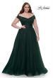 Picture of: A-Line Tulle Off the Shoulder Plus Size Dress with Slit in Dark Emerald, Style: 32204, Detail Picture 9