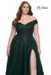 Picture of: Off The Shoulder Tulle Plus Size Gown with Lace in Dark Emerald, Style: 28950, Detail Picture 10