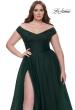 Picture of: A-Line Tulle Off the Shoulder Plus Size Dress with Slit in Dark Emerald, Style: 32204, Detail Picture 10