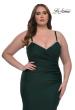 Picture of: Chic Plus Size Dress with Ruching and Rhinestone Neckline Detail in Dark Emerald, Style: 33057, Detail Picture 12