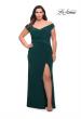Picture of: Matte Jersey Long Plus Dress with Ruching and Slit in Dark Emerald, Style: 29663, Detail Picture 16