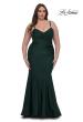 Picture of: Chic Plus Size Dress with Ruching and Rhinestone Neckline Detail in Dark Emerald, Style: 33057, Detail Picture 2