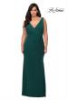 Picture of: Jersey Plus Size Prom Dress with V-Neckline and Slit in Dark Emerald, Style: 28882, Detail Picture 6