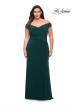 Picture of: Matte Jersey Long Plus Dress with Ruching and Slit in Dark Emerald, Style: 29663, Detail Picture 6