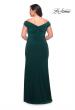 Picture of: Matte Jersey Long Plus Dress with Ruching and Slit in Dark Emerald, Style: 29663, Detail Picture 7