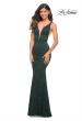 Picture of: Chic Stretch Lace Gown with Deep V Neckline in Dark Emerald, Main Picture