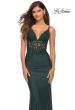 Picture of: Illusion Lace V Neck Top with Jersey Skirt Dress in Dark Emerald, Main Picture