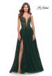 Picture of: A Line Tulle Gown with Lace Bodice and V Back in Dark Emerald, Style: 31507, Main Picture