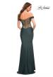 Picture of: Luxe Off the Shoulder Gown with Mesh Side and Back Panels in Dark Emerald, Detail Picture 8