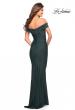 Picture of: Ruched Off the Shoulder Gown with V Neckline in Dark Emerald, Style: 30582, Detail Picture 8