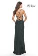 Picture of: Soft Jersey Dress with Knot Waist and Lace Up Back in Dark Emerald, Style: 31169, Detail Picture 8
