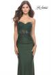 Picture of: Sweetheart Strapless Jersey Gown with Lace Sheer Bodice in Dark Emerald, Style: 31180, Detail Picture 8
