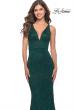 Picture of: Fitted Stretch Lace Prom Dress with Banded Waist in Dark Emerald, Style: 31234, Detail Picture 8