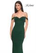 Picture of: Off the Shoulder Net Jersey Dress with Ruching in Dark Emerald, Style: 31914, Detail Picture 8