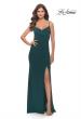 Picture of: Long Jersey Dress with V-neck and Open Back in Dark Emerald, Style: 28079, Detail Picture 9