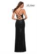 Picture of: Sequin Gown with Deep V Neckline and Lace Up Back in Dark Emerald, Style: 30388, Detail Picture 9