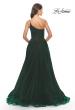 Picture of: One Shoulder A-Line Tulle Gown with Sheer Bodice in Dark Emerald, Style: 31069, Detail Picture 9