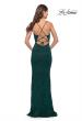 Picture of: Fitted Stretch Lace Prom Dress with Banded Waist in Dark Emerald, Style: 31234, Detail Picture 9