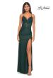 Picture of: Jersey Prom Dress with Illusion Sides and V Neckline in Dark Emerald, Style: 32139, Detail Picture 9