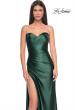 Picture of: Stretch Satin Gown with Sweetheart Top and Illusion Back in Dark Emerald, Style: 32159, Detail Picture 9