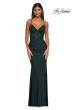 Picture of: Lace and Jersey Dress with Ruched Skirt and V Neckline in Dark Emerald, Style: 32217, Detail Picture 9