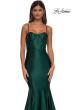 Picture of: Chic Stretch Satin Gown with Corset Top and Flare Skirt in Dark Emerald, Style: 32555, Detail Picture 9