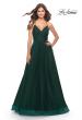 Picture of: Long Tulle A-line Gown with Side Slit and Pockets in Dark Emerald, Style: 28561, Detail Picture 10