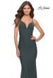 Picture of: Simple Jersey Dress with Low Open Back and Ruched Zipper in Dark Emerald, Style: 31227, Style: 31227