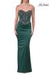 Picture of: Strapless Beaded Corset Satin Gown in Dark Emerald, Style: 33695, Detail Picture 10