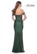Picture of: Sheer Lace Bodice with Off the Shoulder Straps and Jersey Skirt Gown in Dark Emerald, Style: 32302, Detail Picture 11