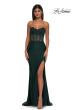 Picture of: Evening Dress with Illusion Strapless Bodice and Lace Applique in Dark Emerald, Style: 32912, Detail Picture 11