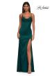 Picture of: Fitted Satin Gown with Exposed Boning and Lace Detail Neckline in Dark Emerald, Style: 32955, Detail Picture 11