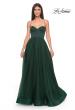 Picture of: Tulle A-Line Gown with Satin Bustier Top in Dark Emerald, Style: 32065, Detail Picture 12