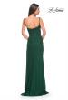 Picture of: Bustier Net Jersey Prom Dress with Ruching and High Slit in Dark Emerald, Style: 32161, Detail Picture 12