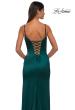 Picture of: Fitted Satin Gown with Exposed Boning and Lace Detail Neckline in Dark Emerald, Style: 32955, Detail Picture 12