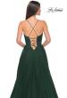 Picture of: Tulle A-Line Gown with Satin Bustier Top in Dark Emerald, Style: 32065, Detail Picture 13