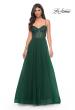 Picture of: A-Line Tulle Gown with High Slit and Illusion Rhinestone Fishnet Bodice in Green, Style: 32135, Detail Picture 13