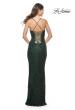 Picture of: Intricate Lace Up Back Prom Dress in Beaded Lace in Dark Emerald, Style: 31973, Detail Picture 14
