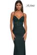 Picture of: Lace and Jersey Dress with Ruched Skirt and V Neckline in Dark Emerald, Style: 32217, Detail Picture 15