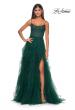 Picture of: Tulle A-Line Dress with Ruffle Skirt and Buster Rhinestone Fishnet Bodice in Dark Emerald, Style: 32233, Detail Picture 17