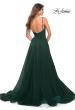 Picture of: A-line Tulle Gown with V Neckline and Pockets in Dark Emerald, Back Picture