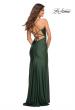 Picture of: Intricate Criss-Cross Ruched Bodice Prom Dress in Dark Emerald, Back Picture