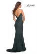 Picture of: Rhinestone Strap Elegant Ruched Jersey Dress in Dark Emerald, Back Picture